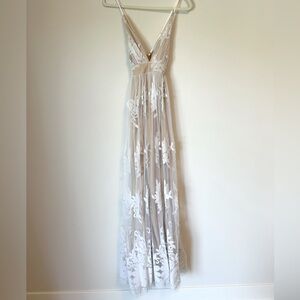 Luxxel Here Comes the Bride flocked overlay maxi dress